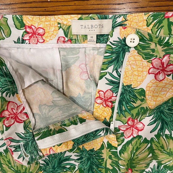 Talbots Pineapple Print Stretch Cotton Bermuda Shorts Size 14 - Picture 5 of 9